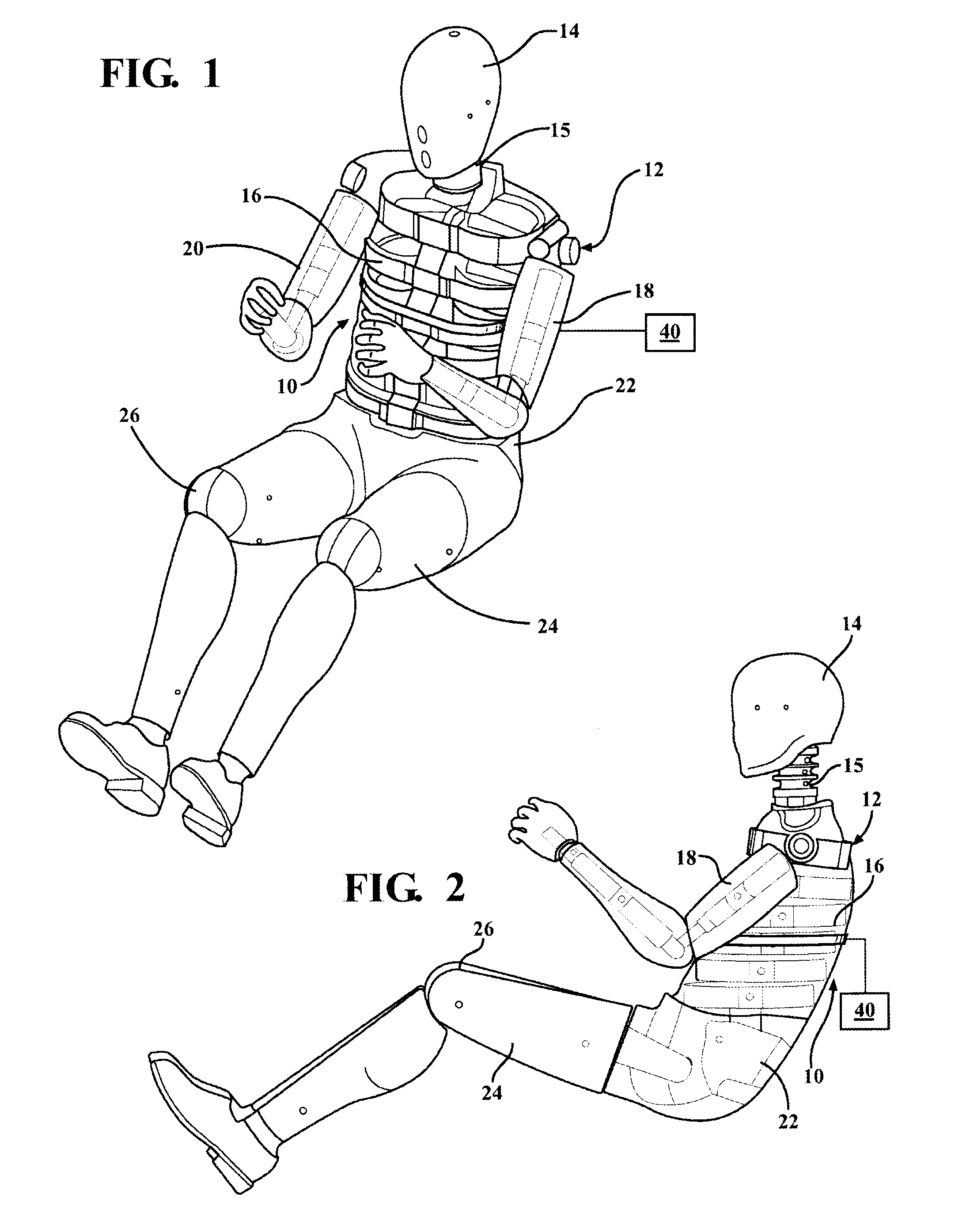 Chest band assembly for crash test dummy