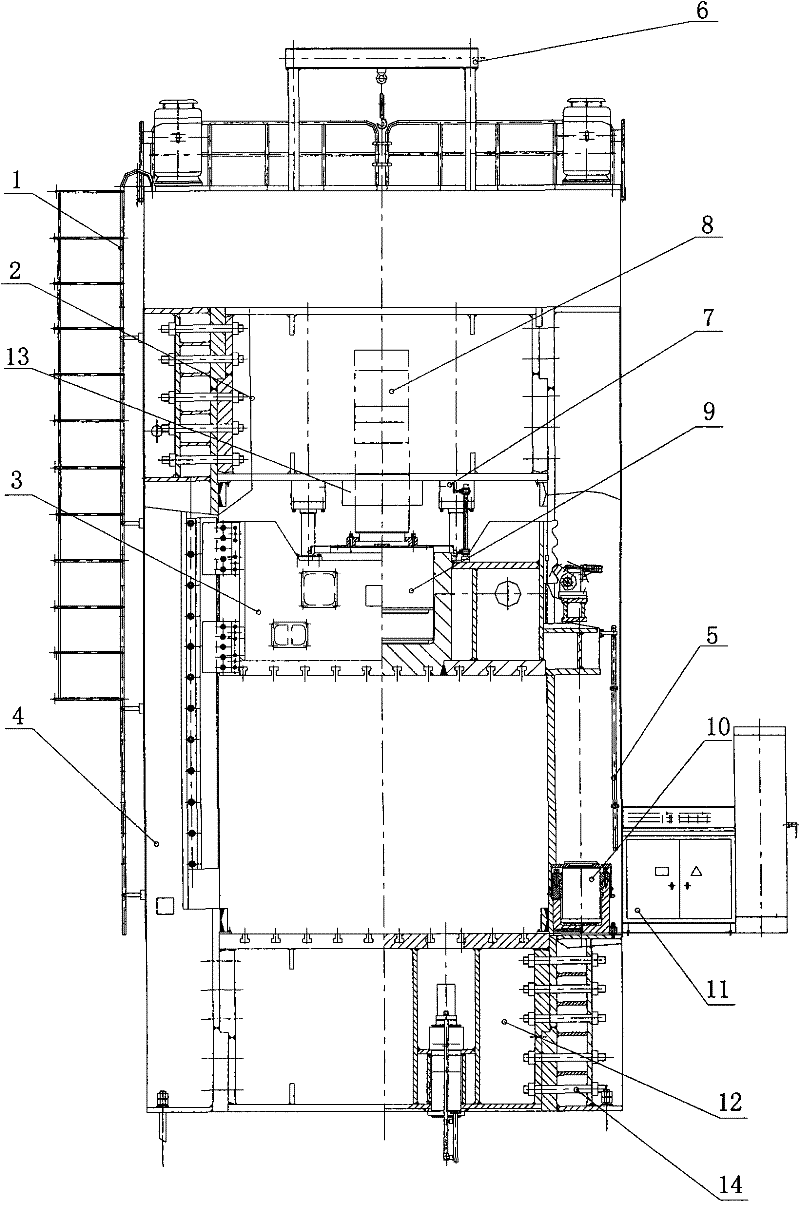 Combined framewrok non pull rod type glass product hydraulic press with adjustable stroke