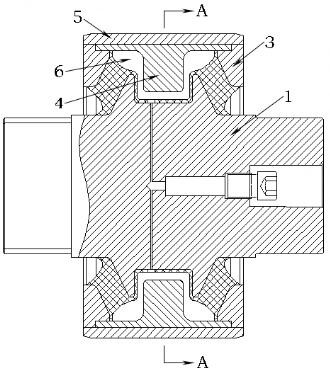 Split type liquid rubber composite joint with low diameter-axial ratio