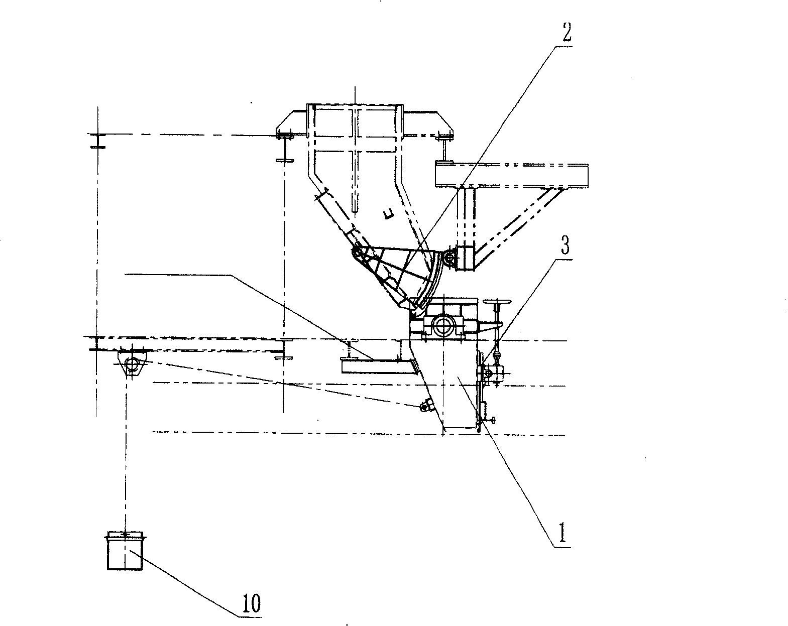 Swinging funnel used for paving bottom flavoring of sintering machine