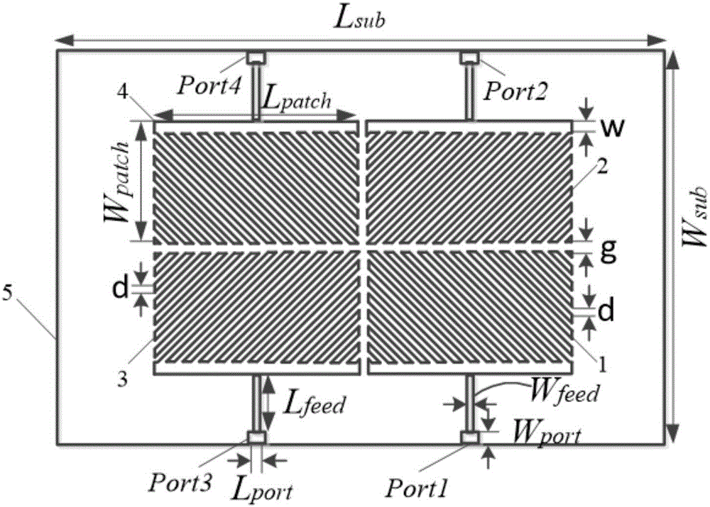 Slot array loading four-unit multi-frequency high-isolation microstrip MIMO antenna