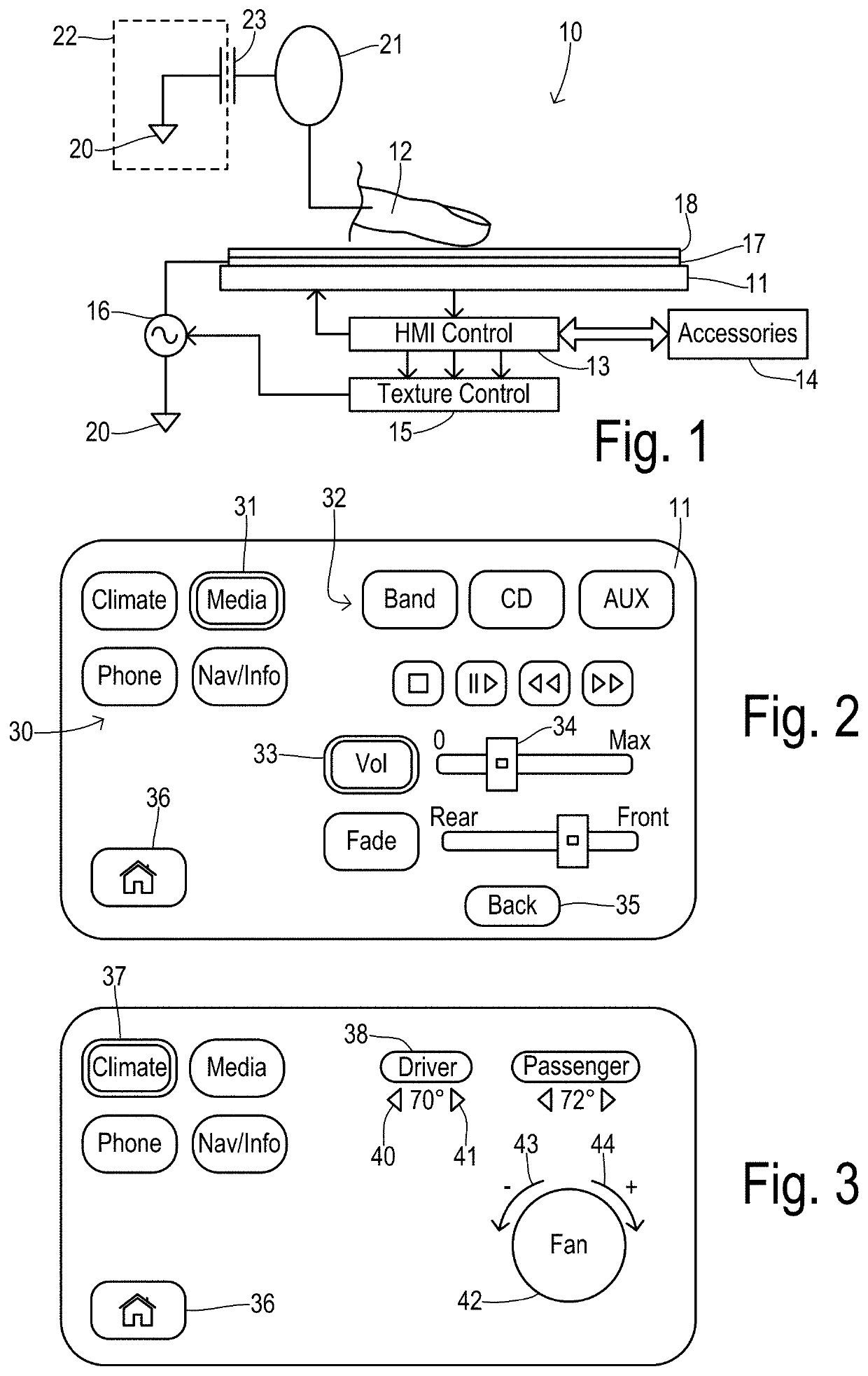 Automotive touchscreen with simulated texture for the visually impaired