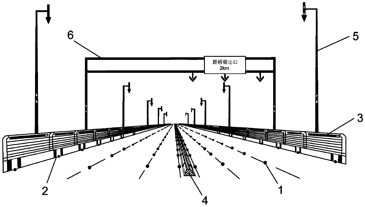 Mist zone city fast road super large bridge low-position lighting sight line induction system