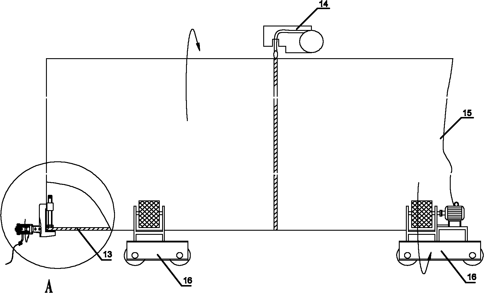 Rotating device for welding grounding wire by fixed connection with barrel body