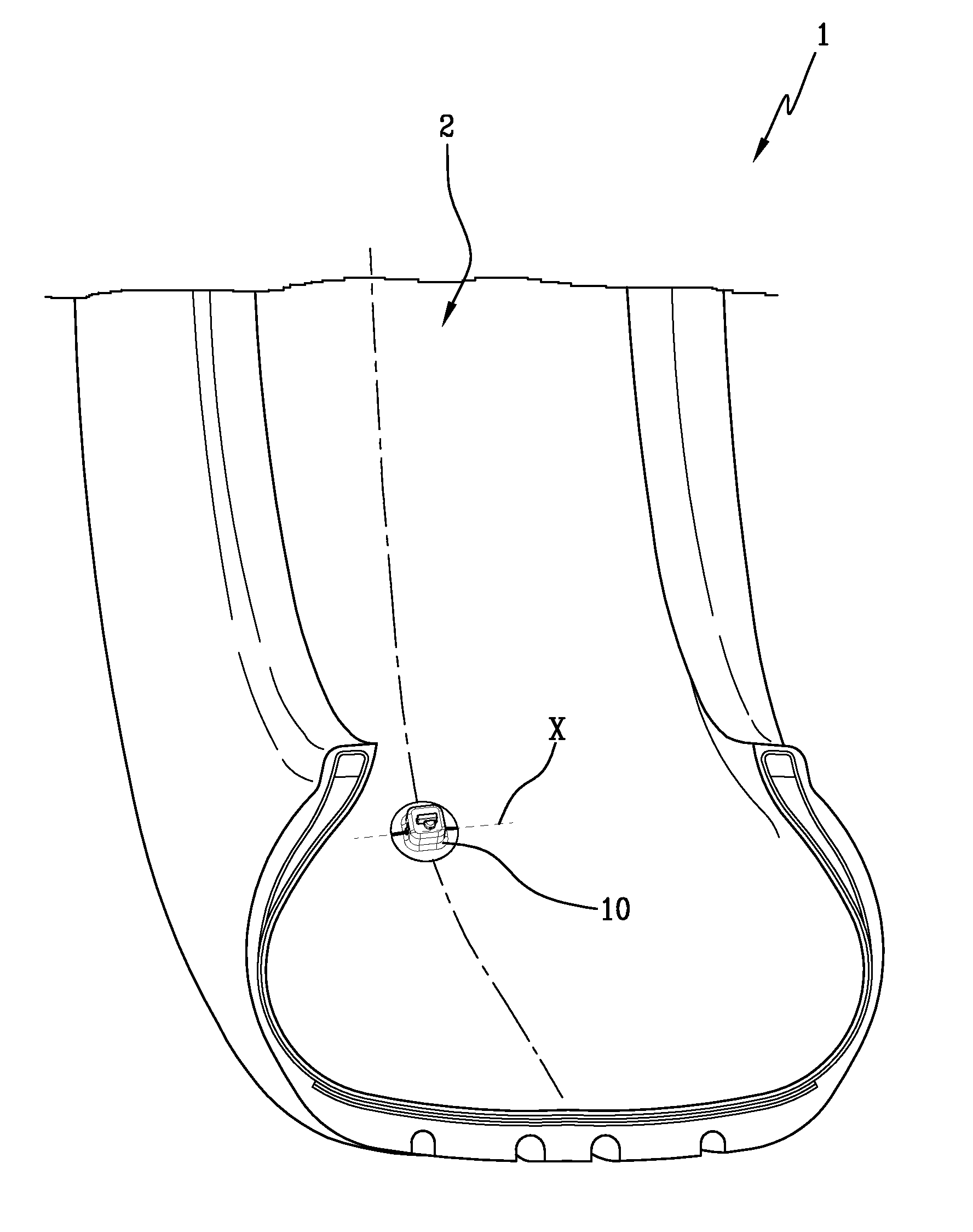 Monitoring device for tyres for vehicle wheels, tyre for vehicle wheels provided with said monitoring device, and method for installing an electronic unit in said tyre