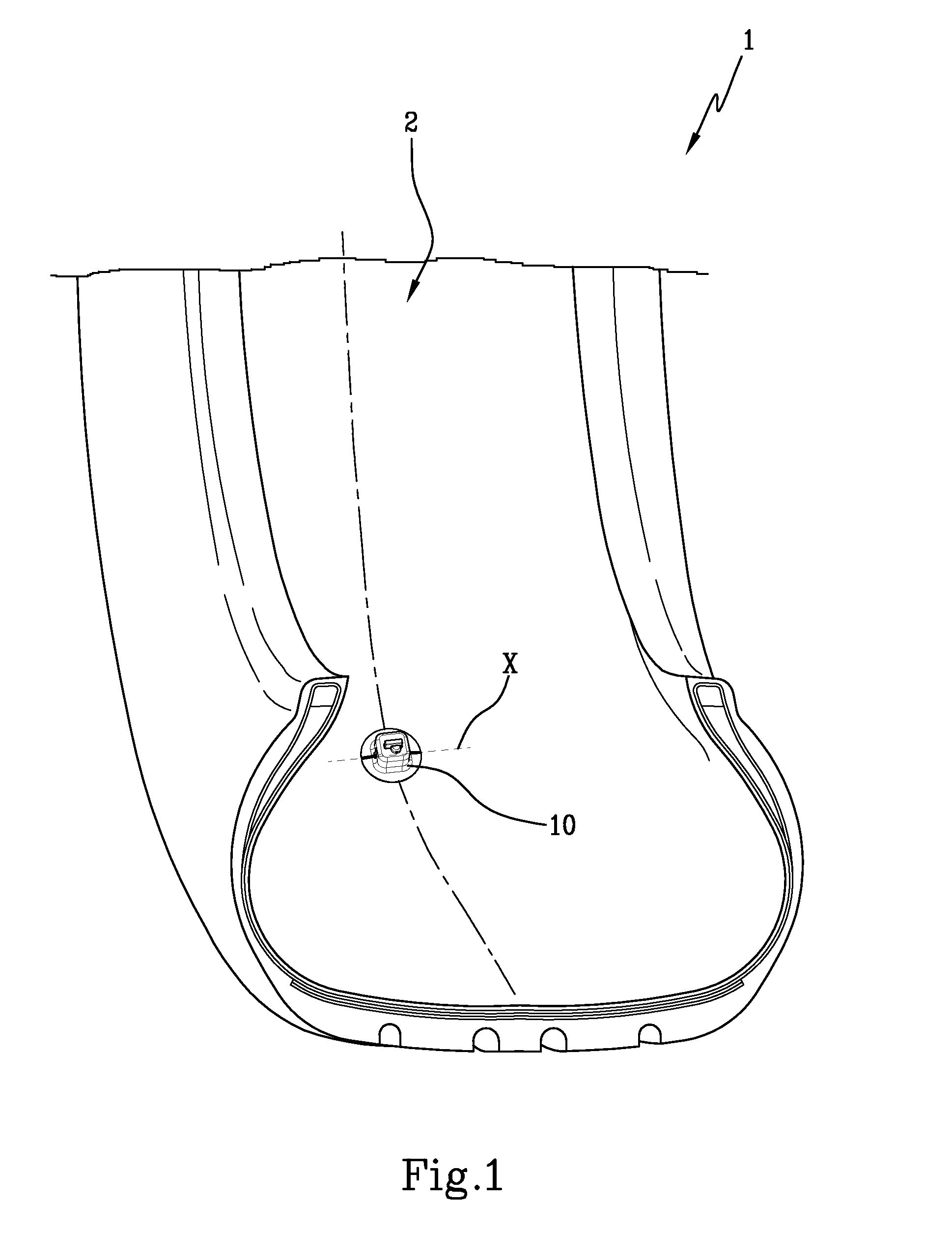 Monitoring device for tyres for vehicle wheels, tyre for vehicle wheels provided with said monitoring device, and method for installing an electronic unit in said tyre