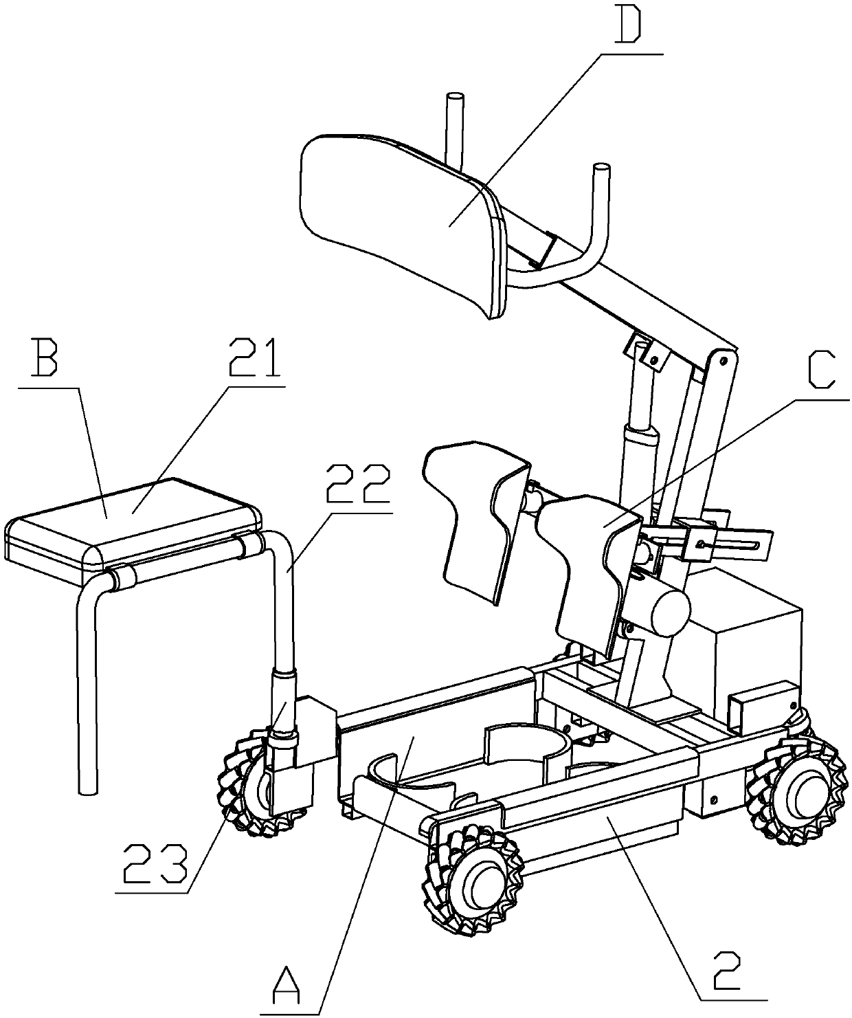 Omni-directional rollator driven by mecanum wheels