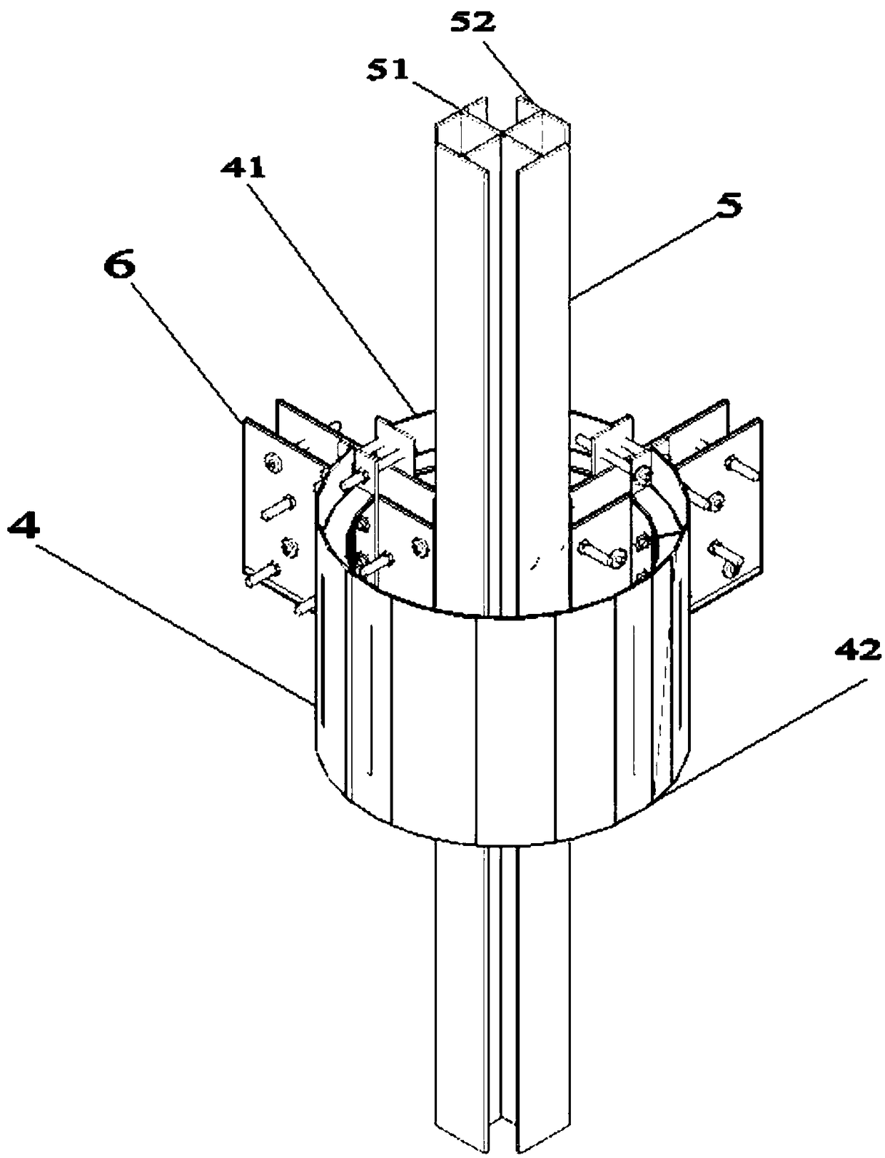 PVC-FRP pipe restrained section steel concrete column-reinforced concrete beam L-shaped node