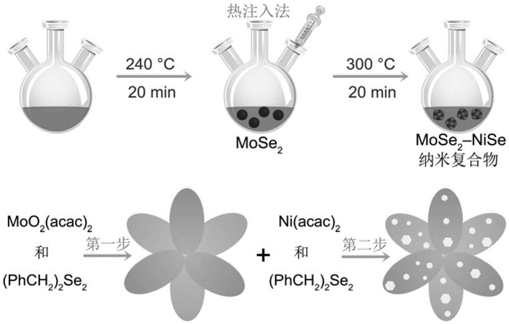 Liquid phase method for epitaxial growth of MoSe2-XnSem heterogeneous nano structures