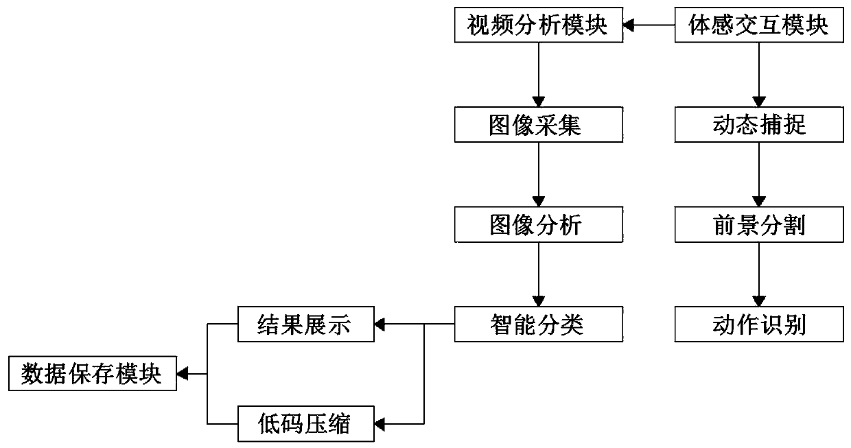 Online somatosensory adaptive interaction method combined with video intelligent analysis