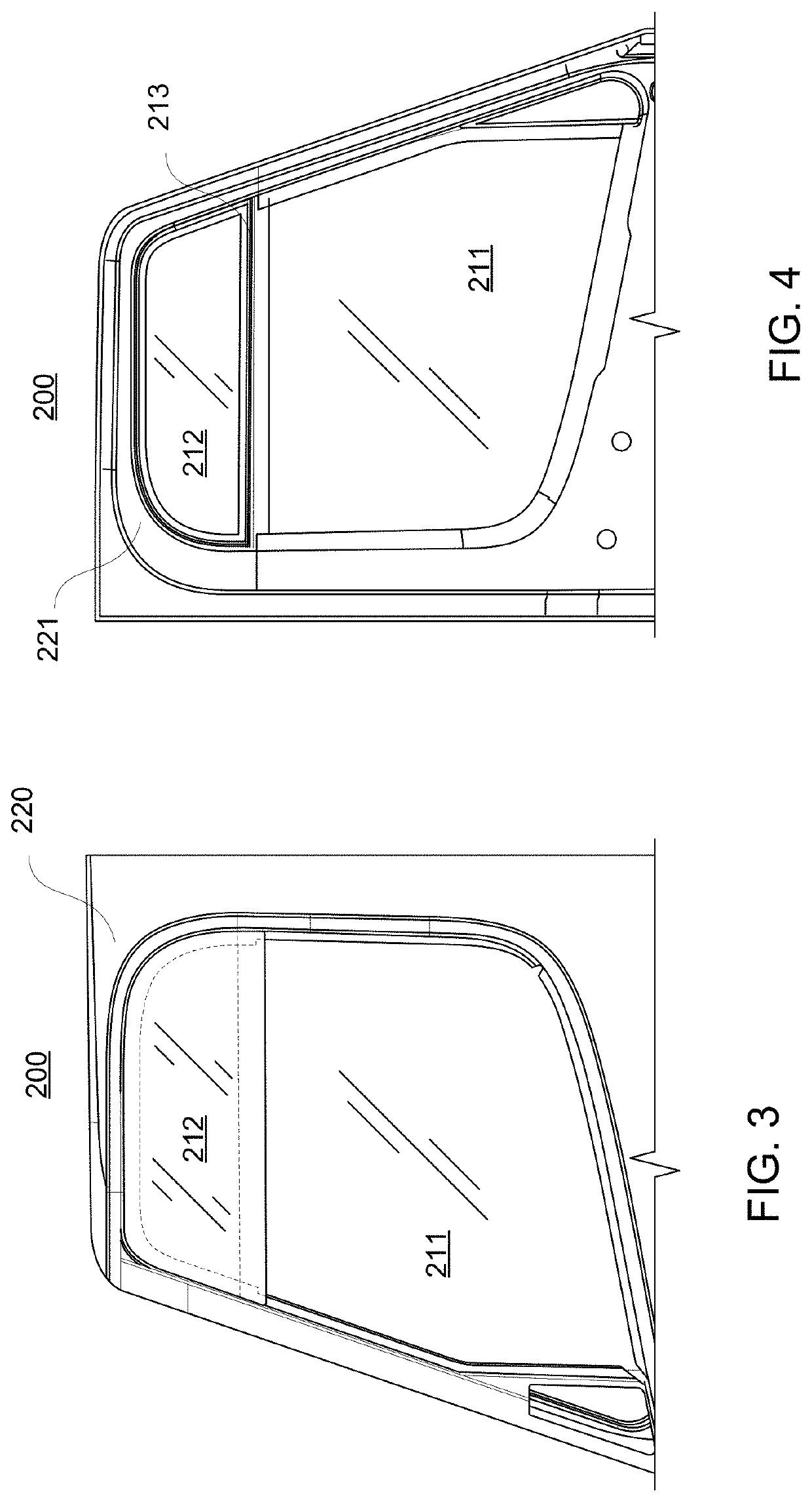 Hidden division bar for a vehicle window