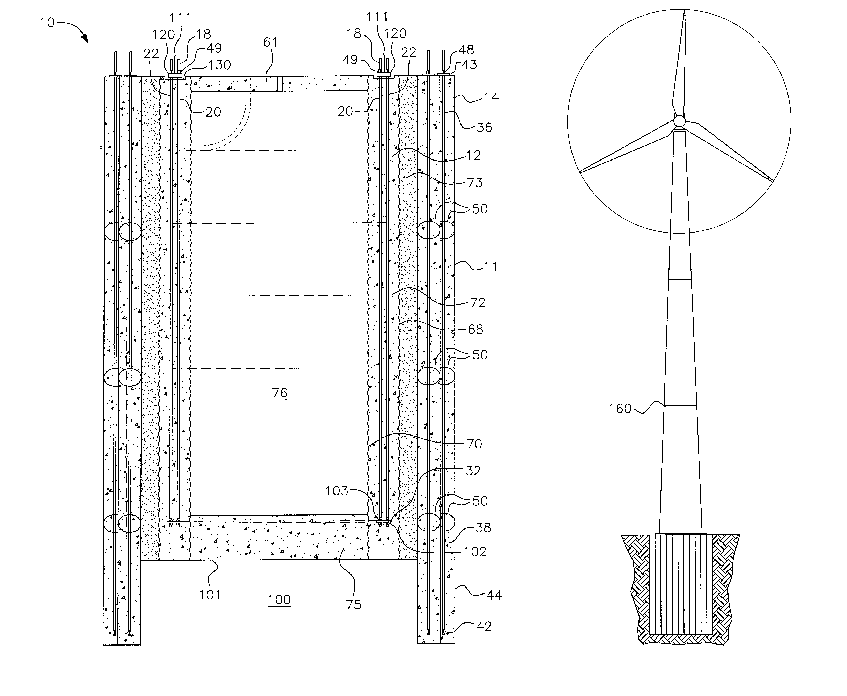 Perimeter pile anchor foundation