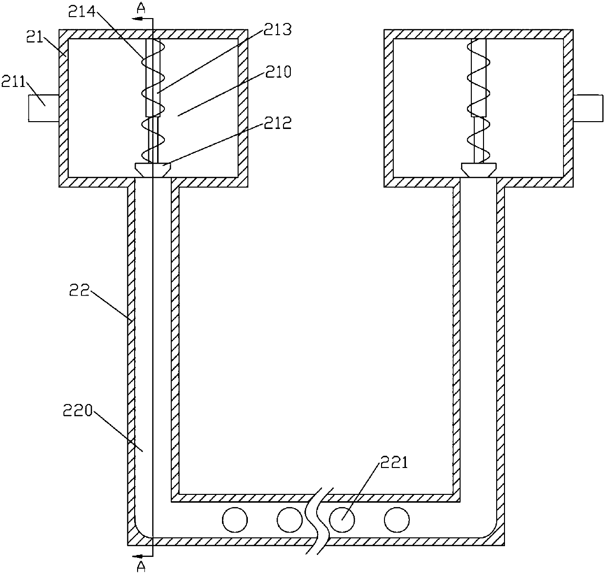 Sewage precipitation pool of swinging rod dispersion precipitating agent