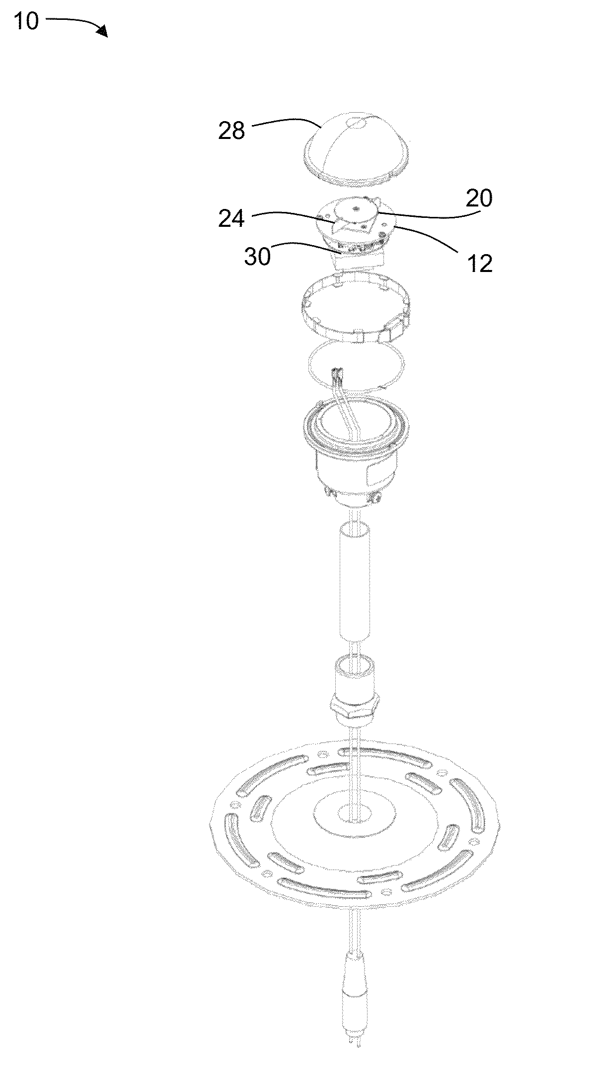 LED elevated light fixture and method