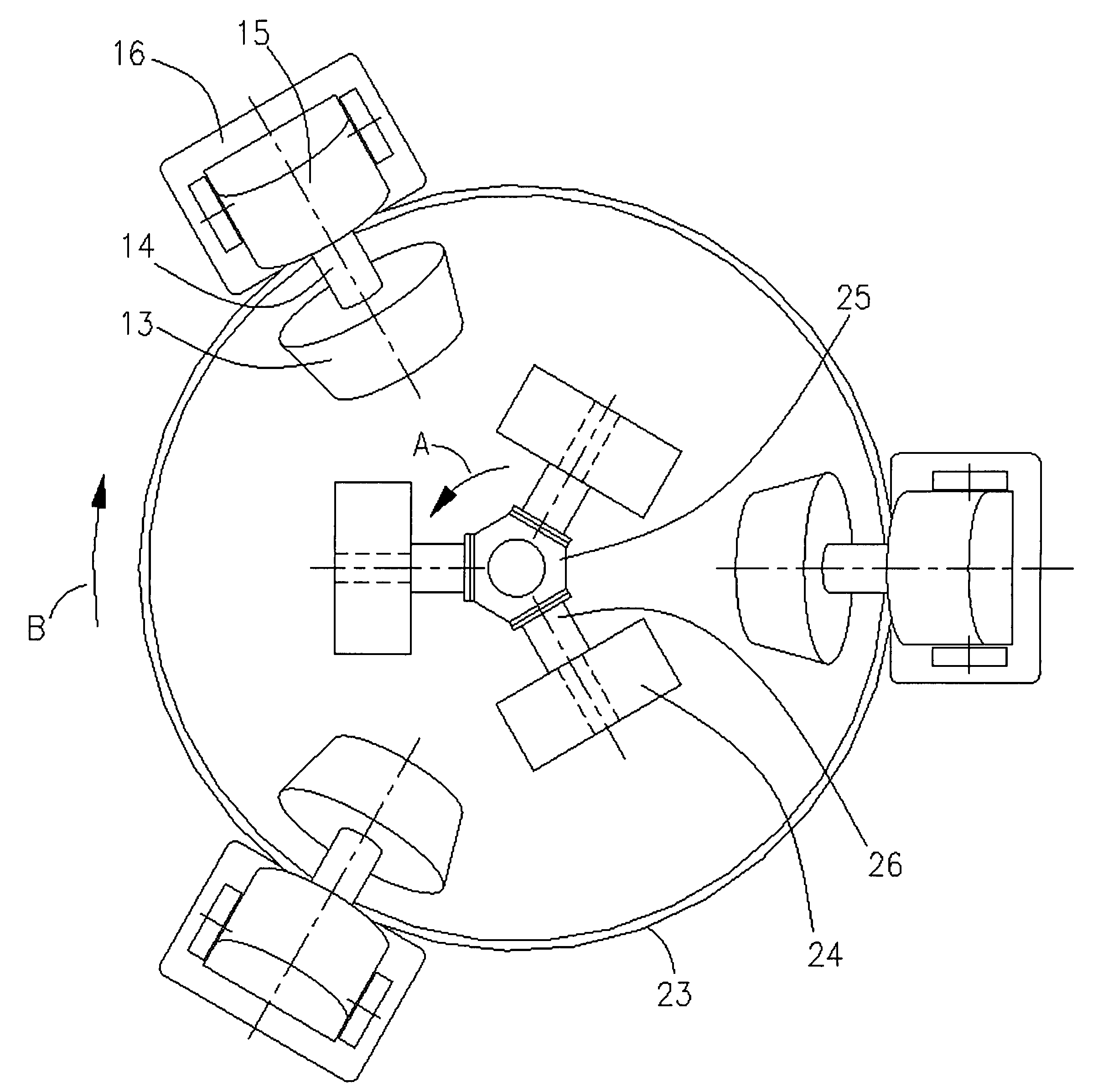 Roller mill for grinding solid material