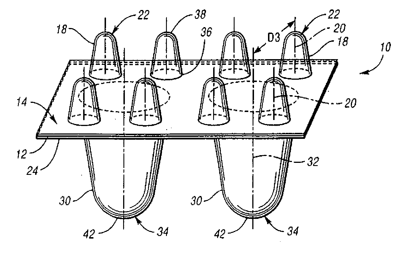 Energy-absorbing padding with staged elements