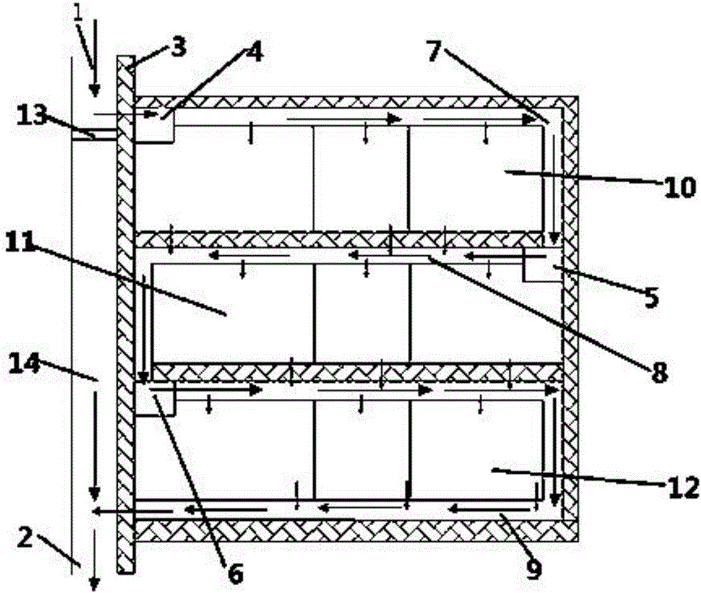 Terraced rice field and ecological ditch organically combined agricultural non-point source pollution purification system