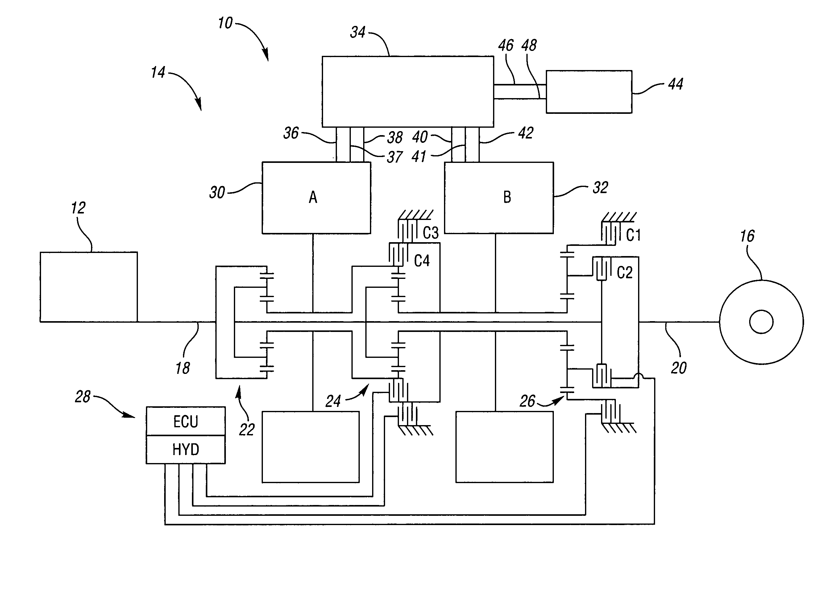 Multiplexed control system and method for an electrically variable hybrid transmission