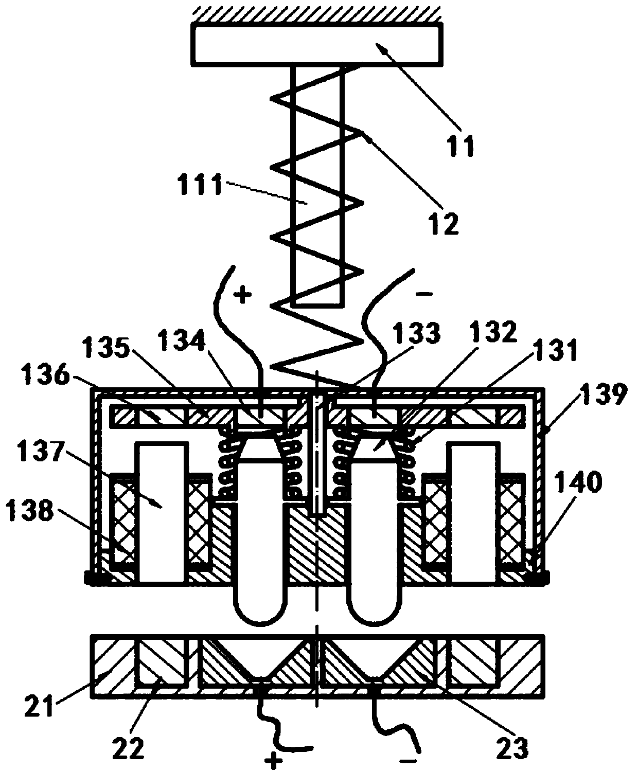 Self-adaption charging device and AGV navigation vehicle