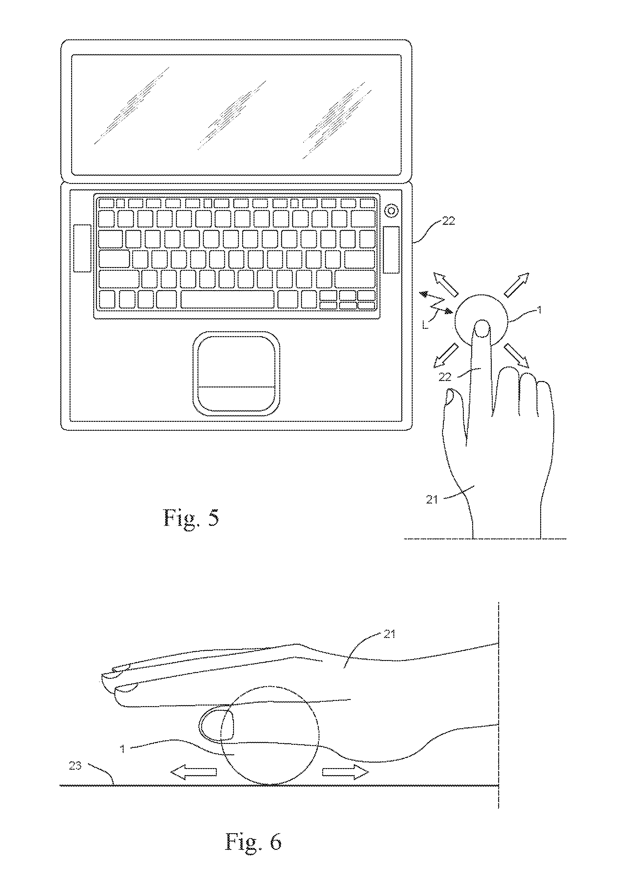 User operable pointing device such as mouse