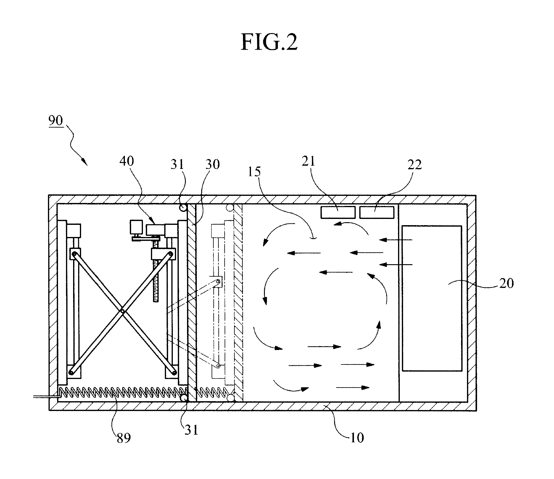 Environmental test chamber having movable panel and method of driving the same