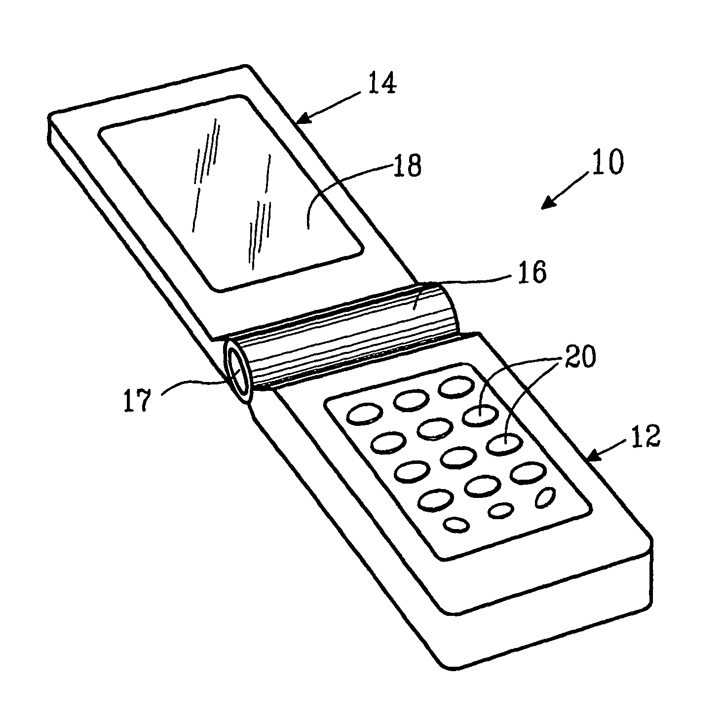 Antenna for portable communication device equipped with a hinge