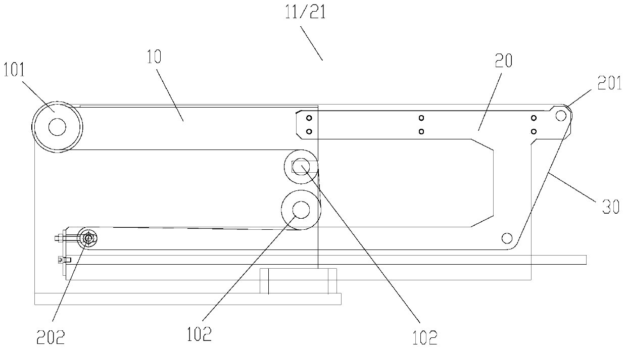 Conveying device and conveyor with same