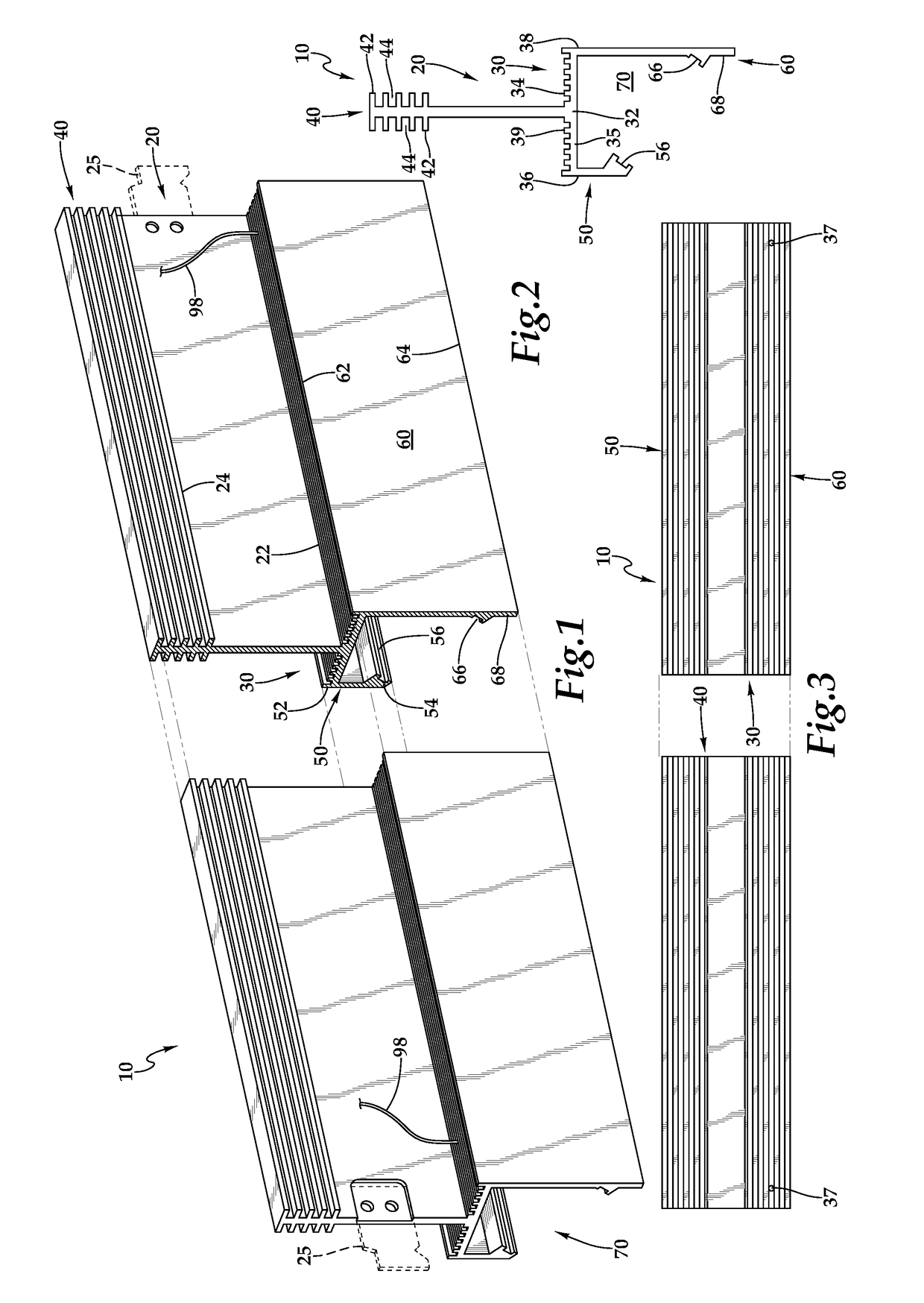 Angled lighting integrated into a ceiling t-bar