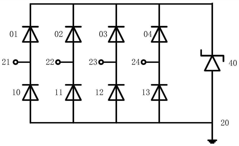 Novel replaceable single-layer metal layout structure of TVS