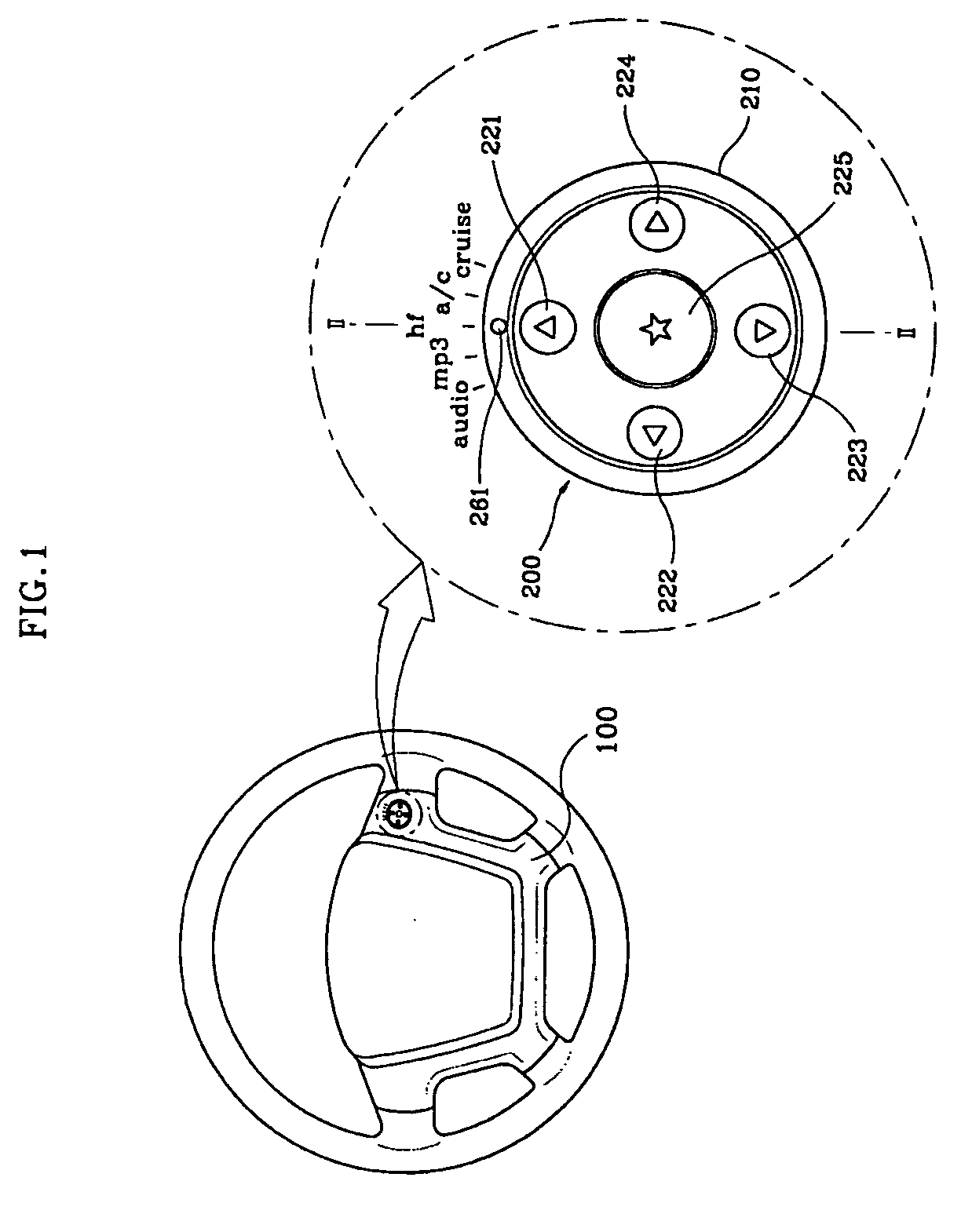 Multi-functional remote control switch on steering wheel