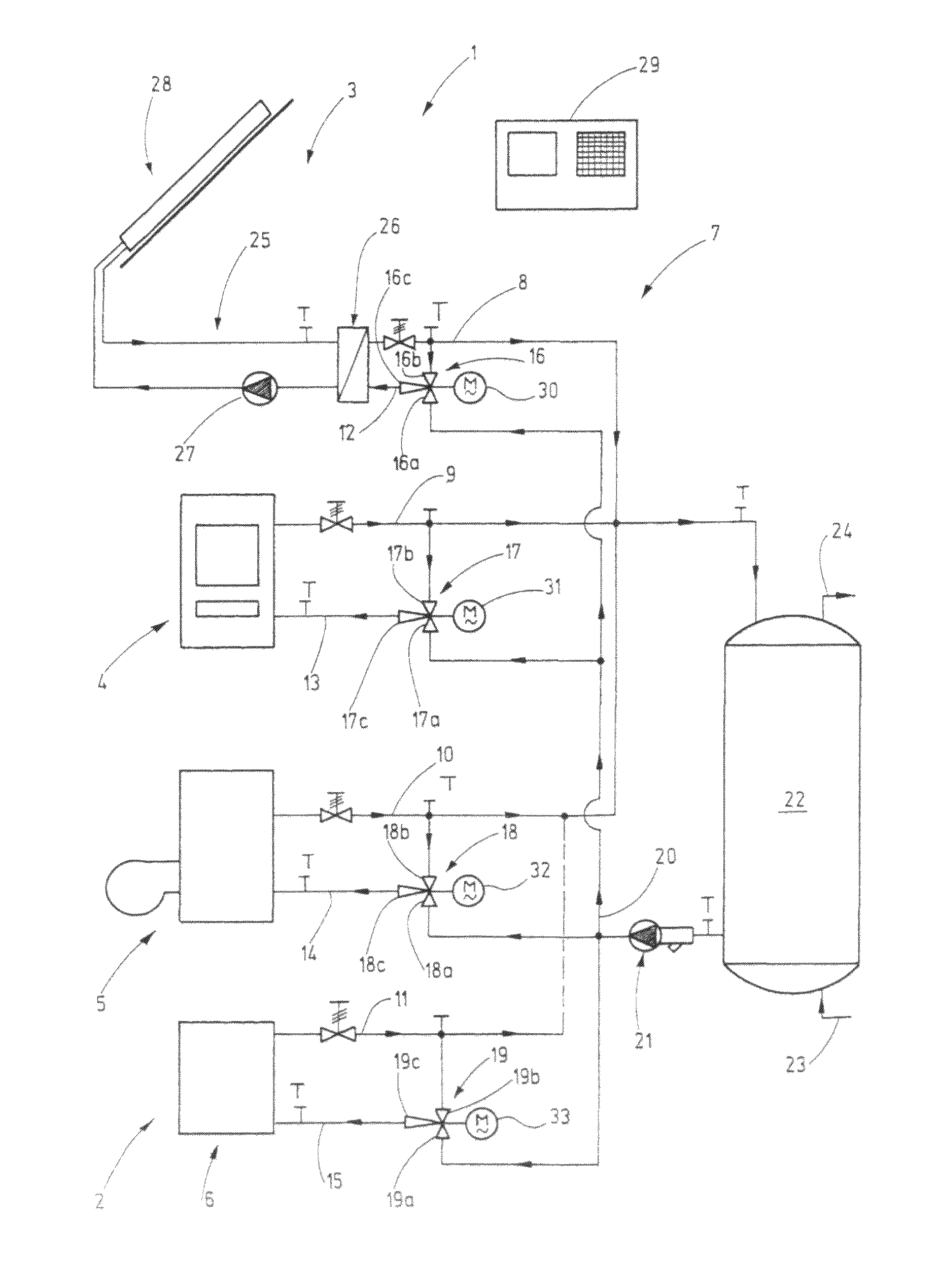 Heat generator group with jet pump flow circuit control