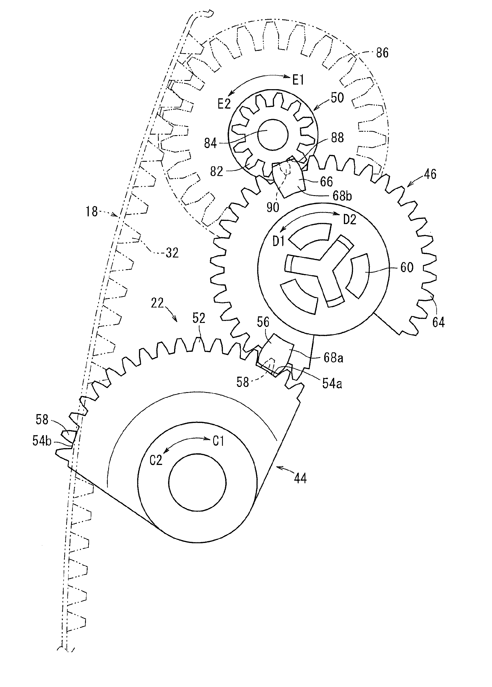 Driving force transmission mechanism