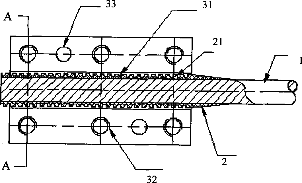 Specimen end clipping reinforcement method during FRP rib stress relaxation characteristics test