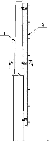 Connection structure of feeder line holder and circular concrete pole