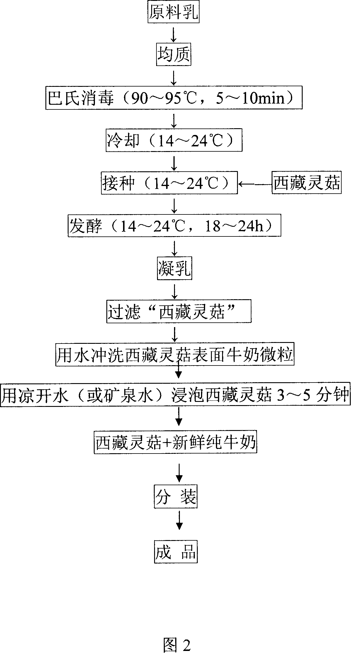 Tibetan mushroom yoghourt and its producing technique method, by-product in production course