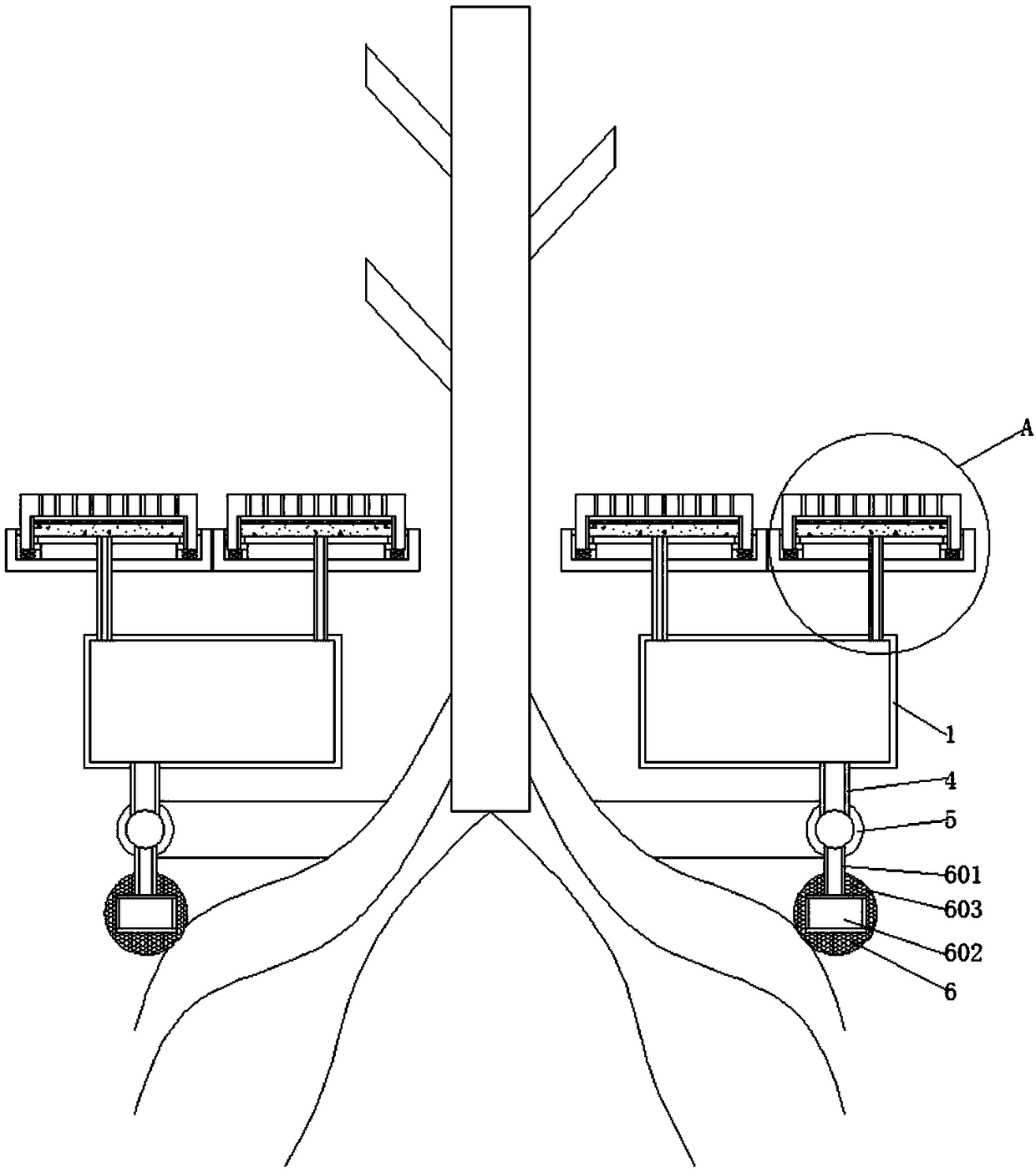 Municipal administration path sidewalk walking irrigation device