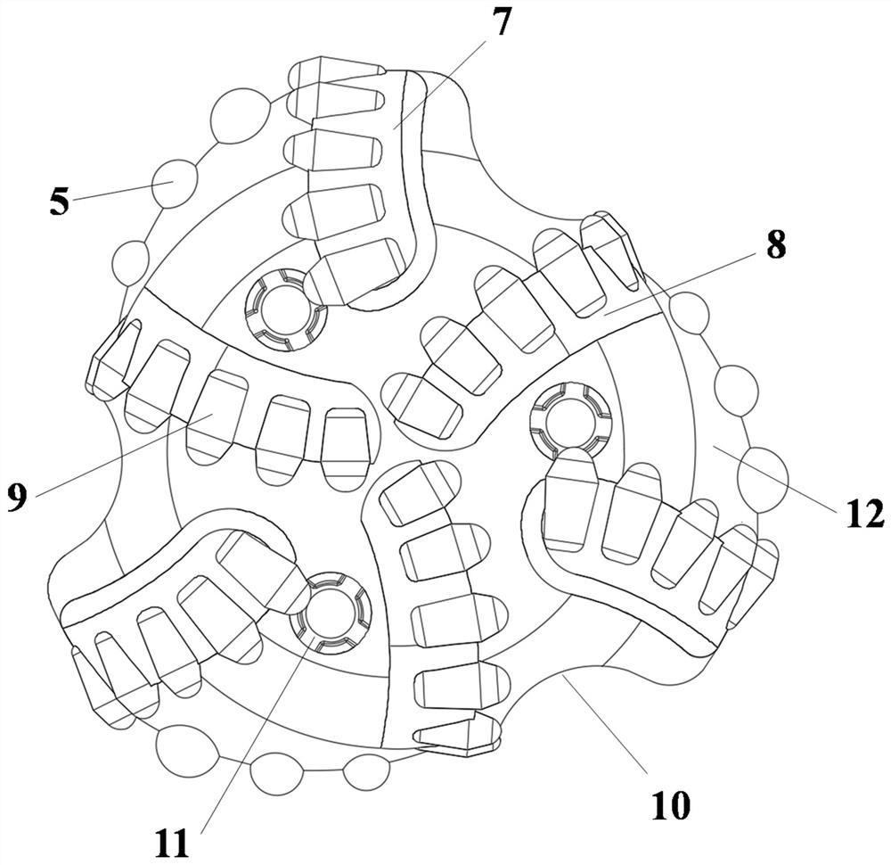 Gas drilling bit capable of preventing rock burst and drill jamming