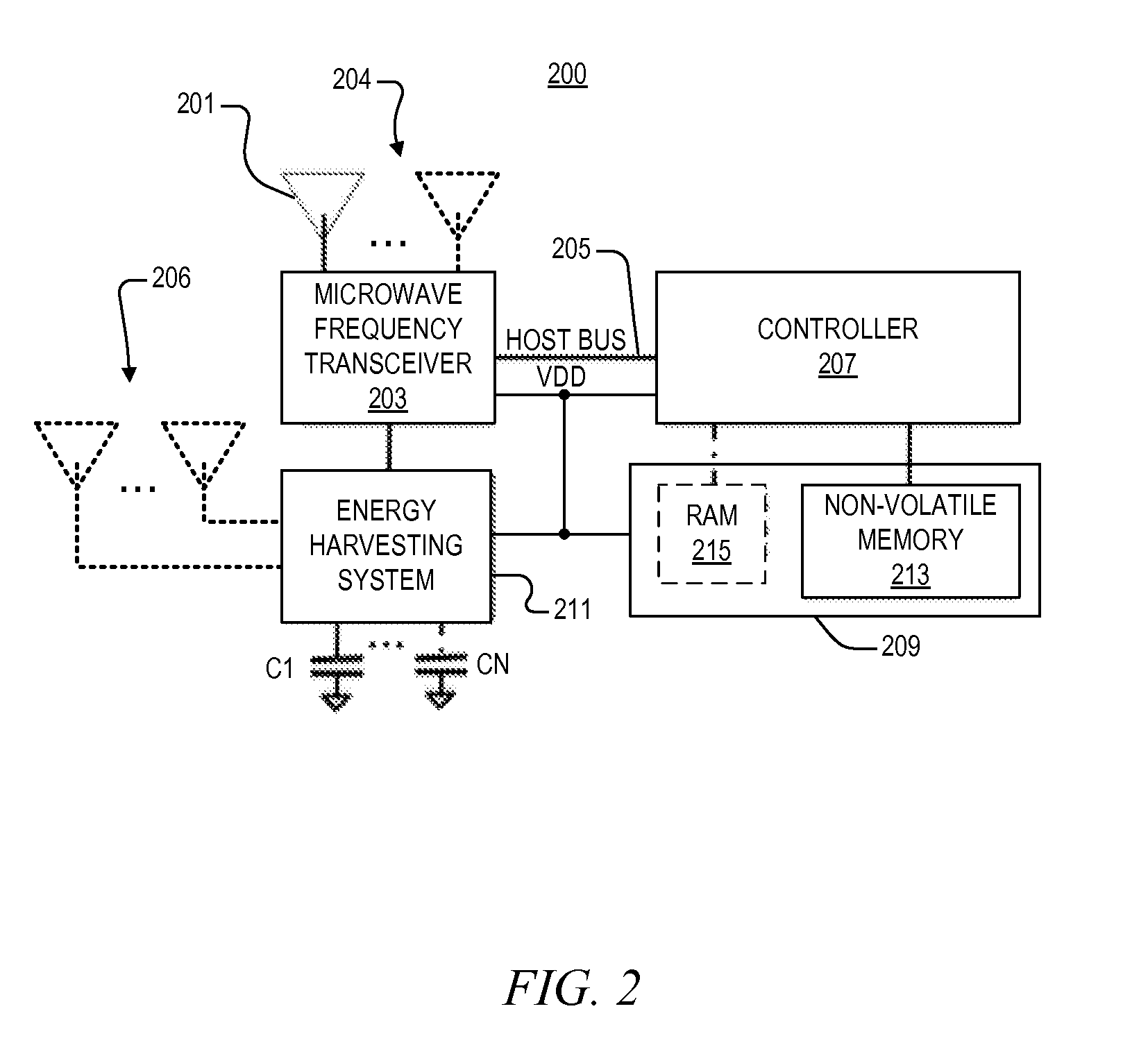 Autonomous battery-free microwave frequency communication system