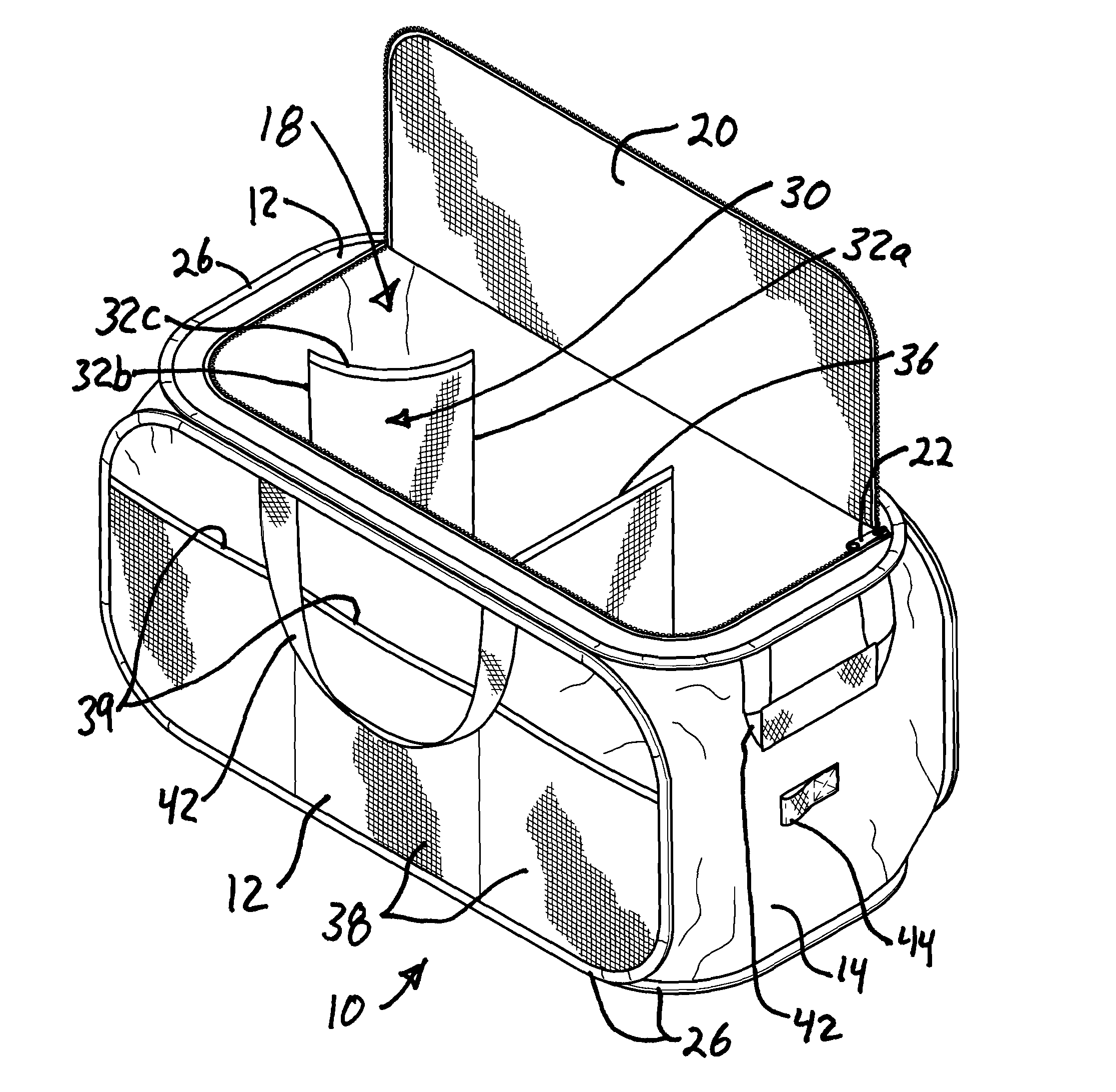 Collapsible container with pockets