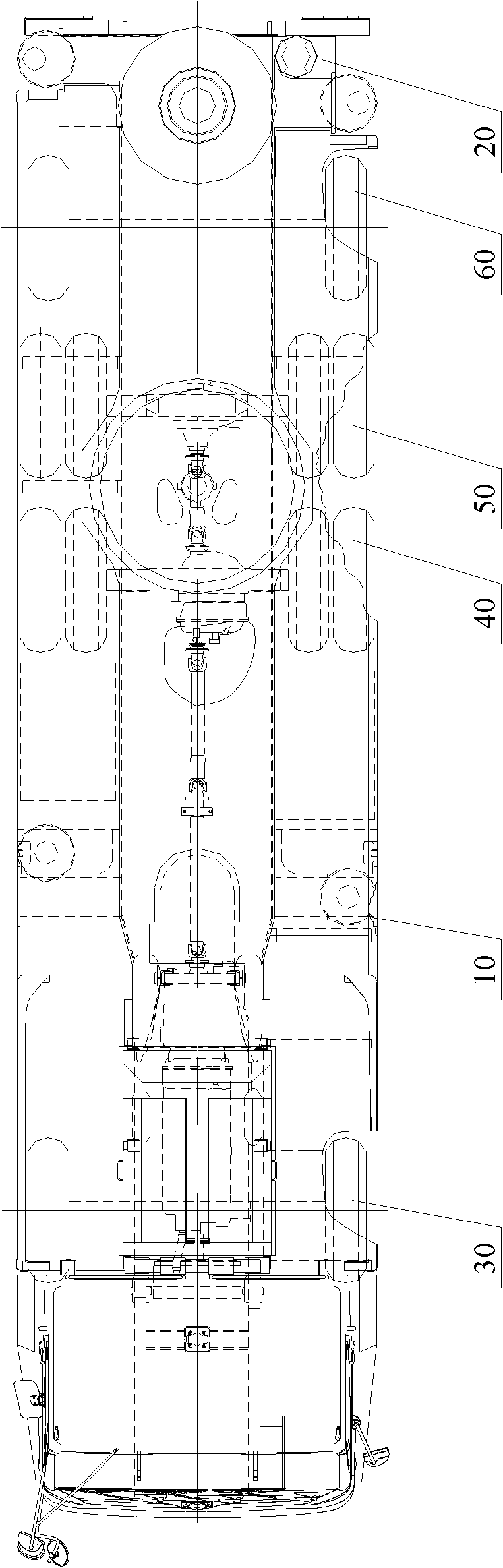 Four-axle automobile chassis and automobile crane with same