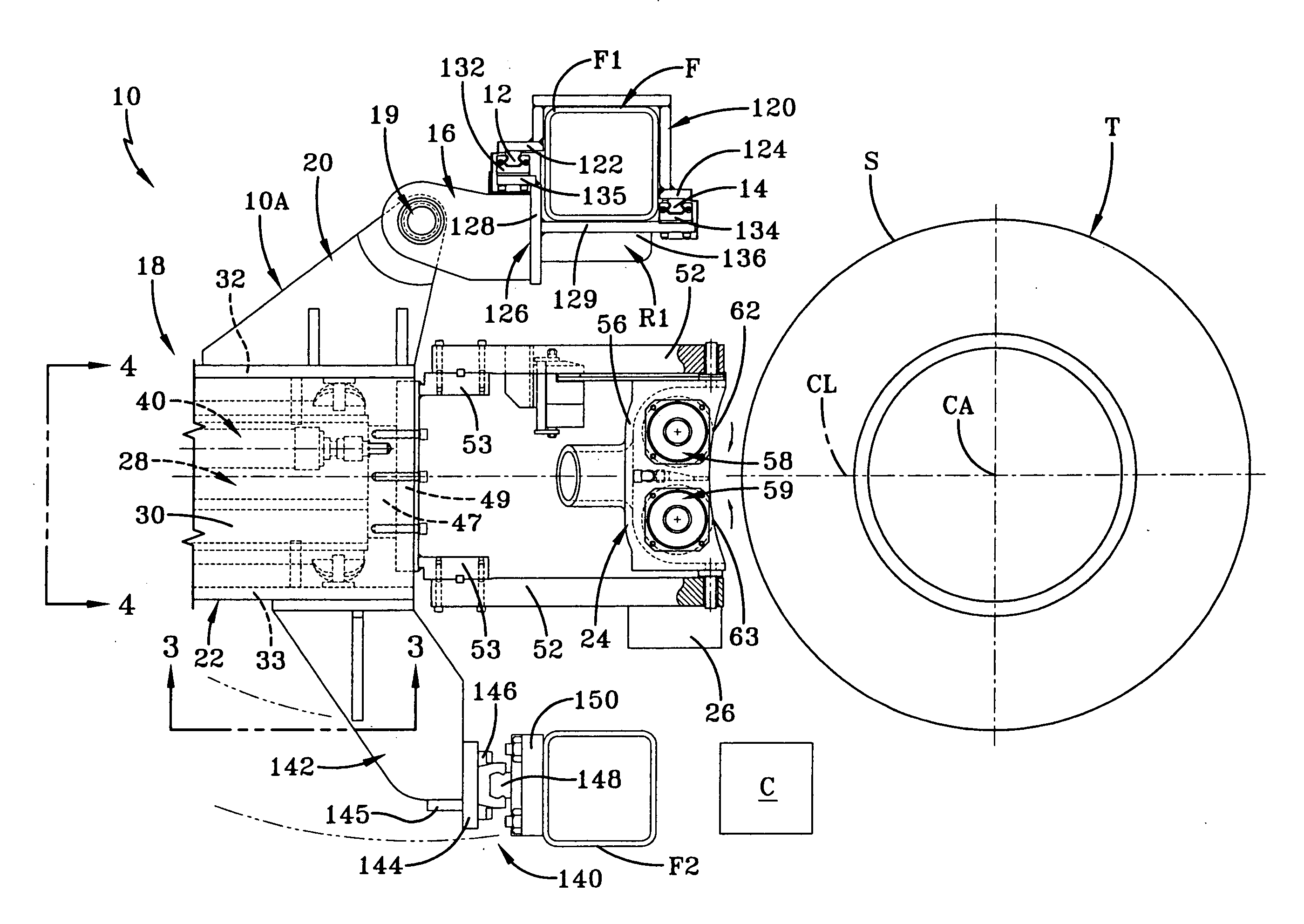 Tire uniformity machine grinding assembly