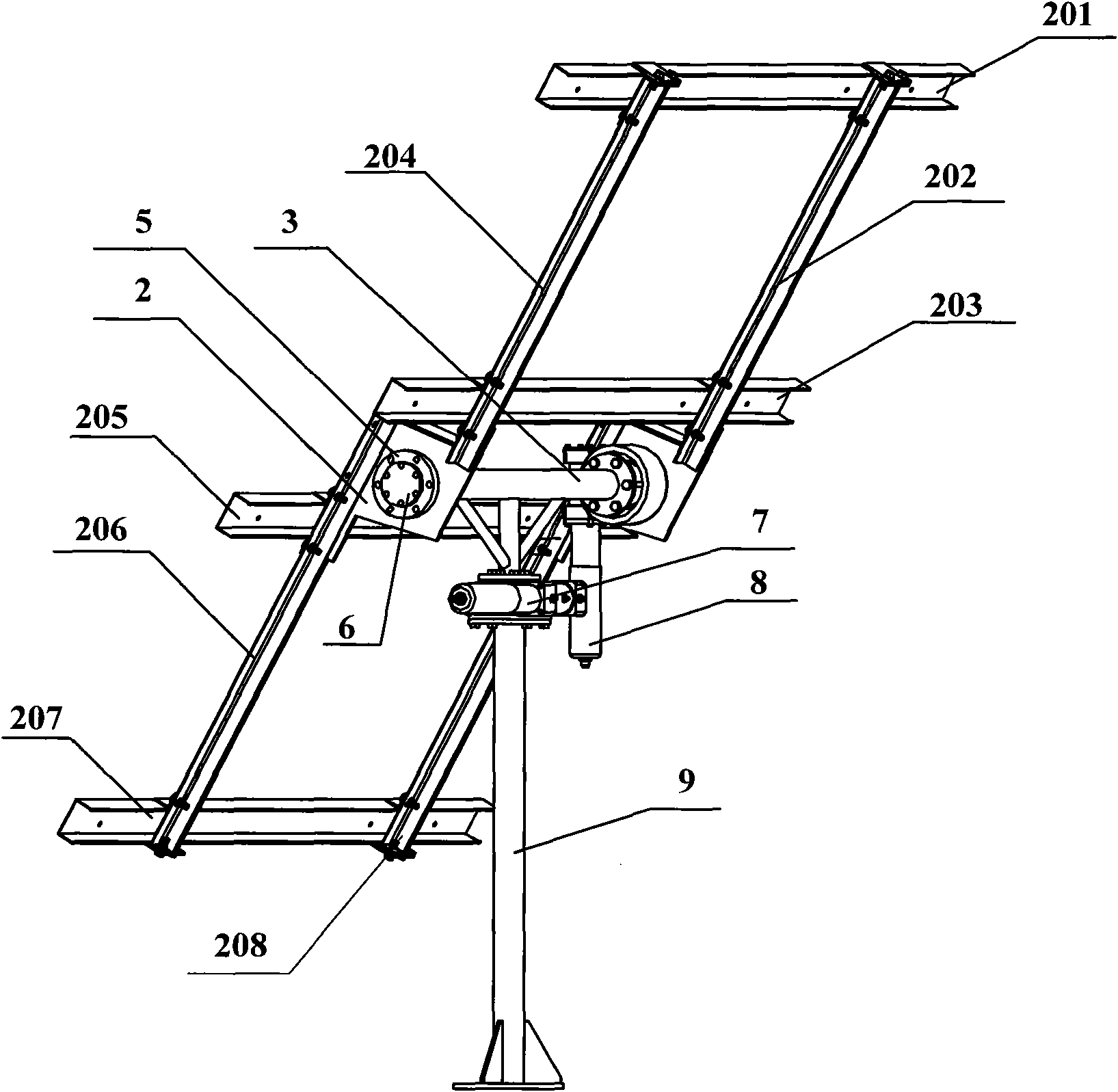 Bracket of solar biaxial automatic tracking photovoltaic power station