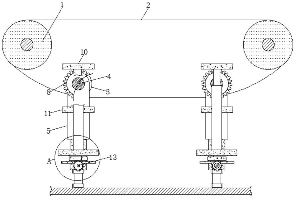 A belt conveyor tension auxiliary adjustment mechanism