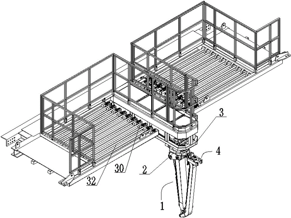 Intelligent racking-platform discharging pipe system