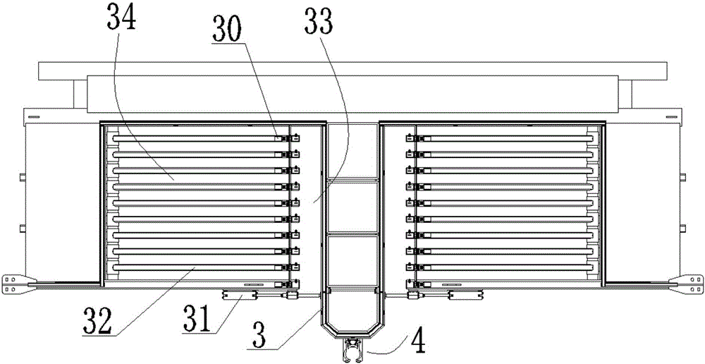 Intelligent racking-platform discharging pipe system