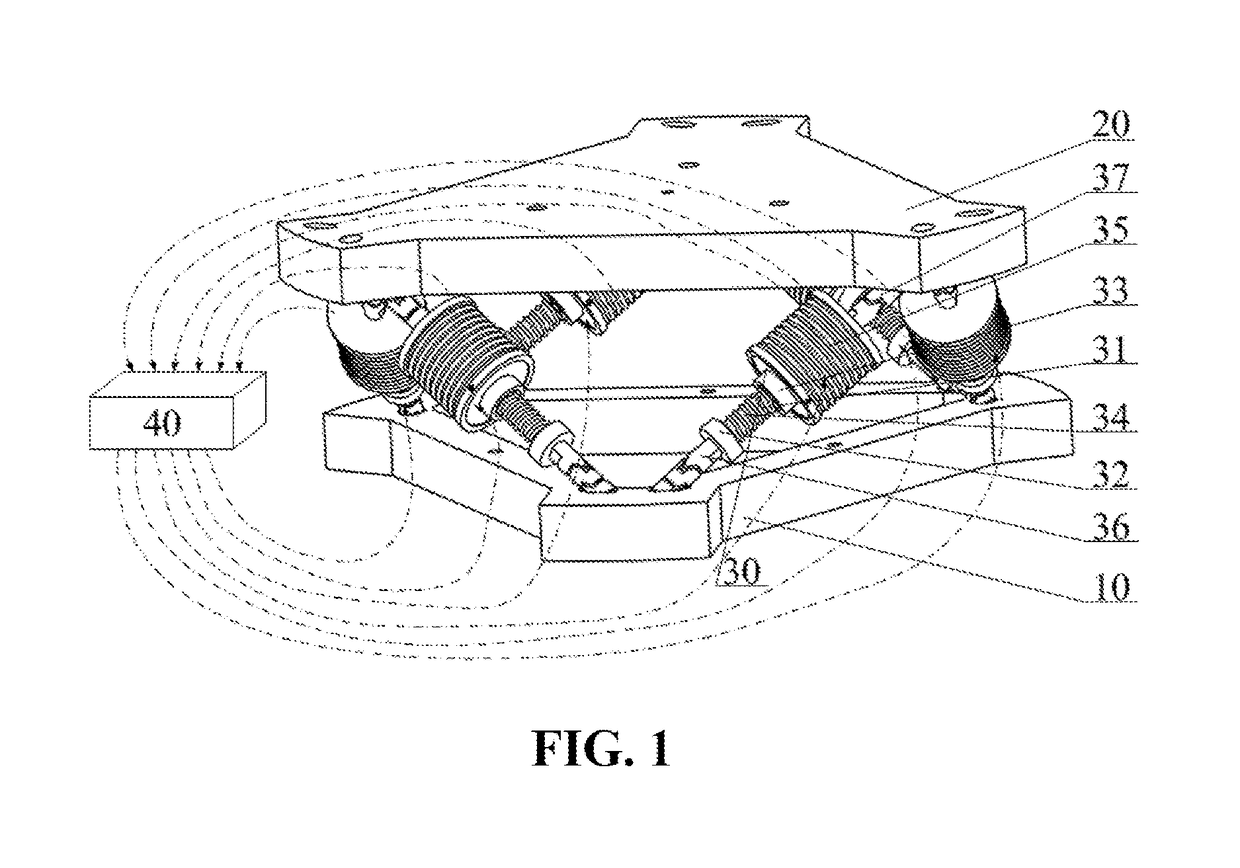 Six-degree-of-freedom micro vibration suppression platform and control method thereof