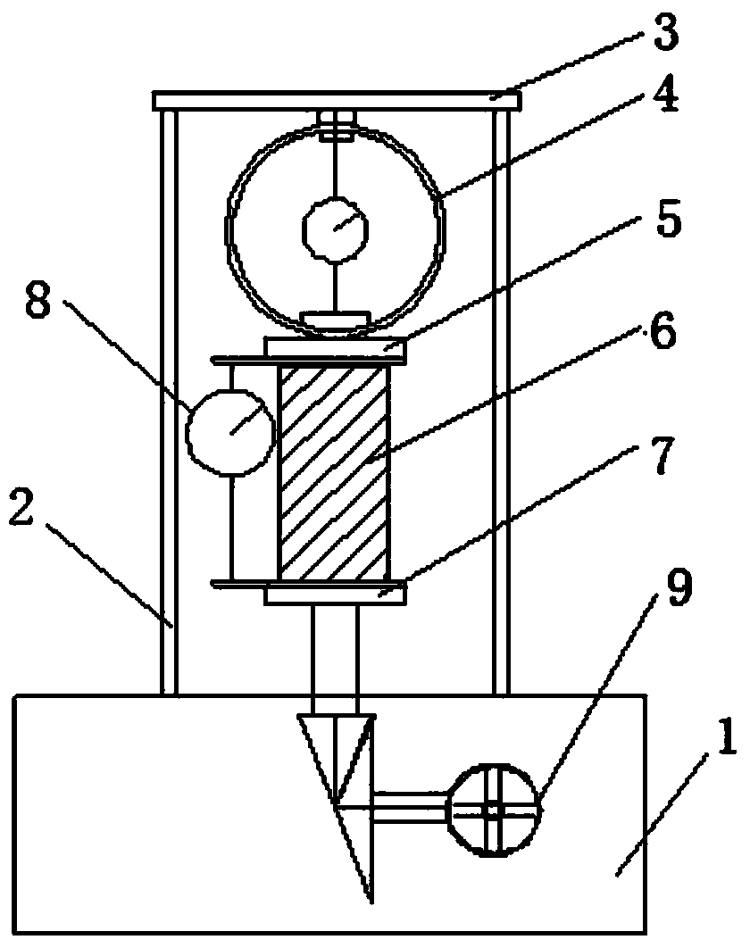 Elastic modulus measuring method and device for flexible concrete with strength of 1-5MPa