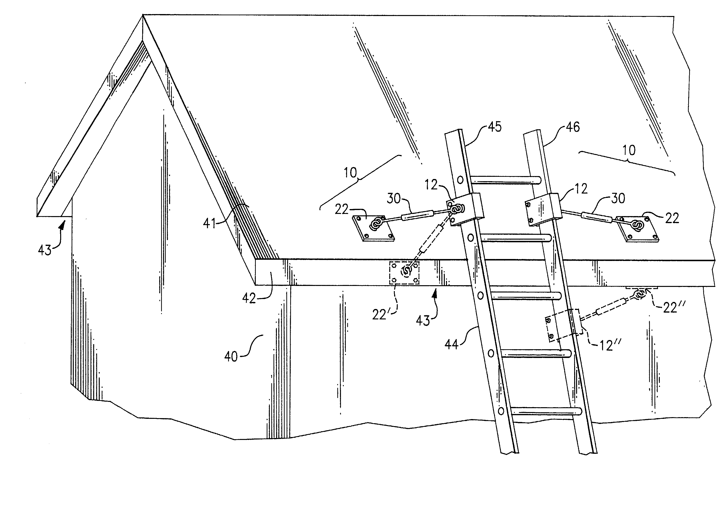 Apparatus for securing ladder to building structure