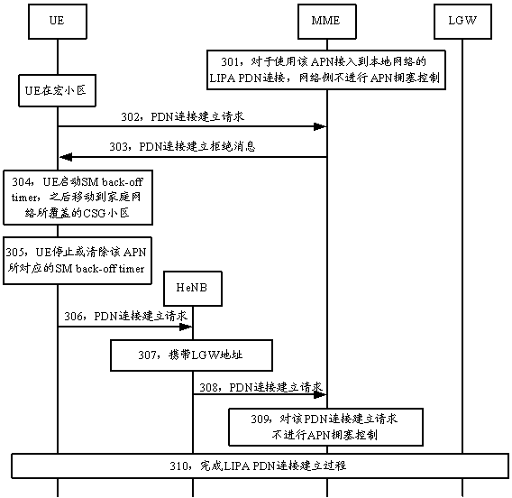 Method and equipment for constructing local Internet protocol access (LIPA) packet data network (PDN) connection