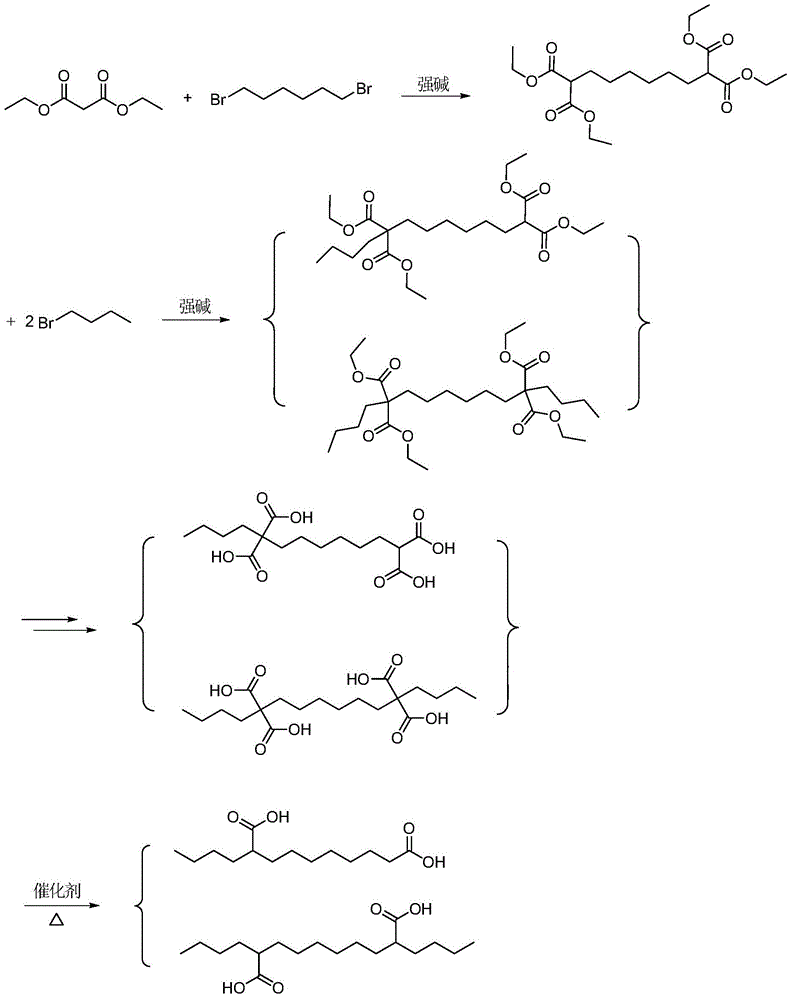 Co-production method for capacitance-grade 2-butylsebacic acid and 2, 9-butylsebacic acid